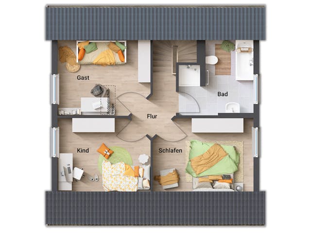 Massivhaus Raumwunder 100 von Town & Country Haus Deutschland Schlüsselfertig ab 198750€, Satteldach-Klassiker Grundriss 2