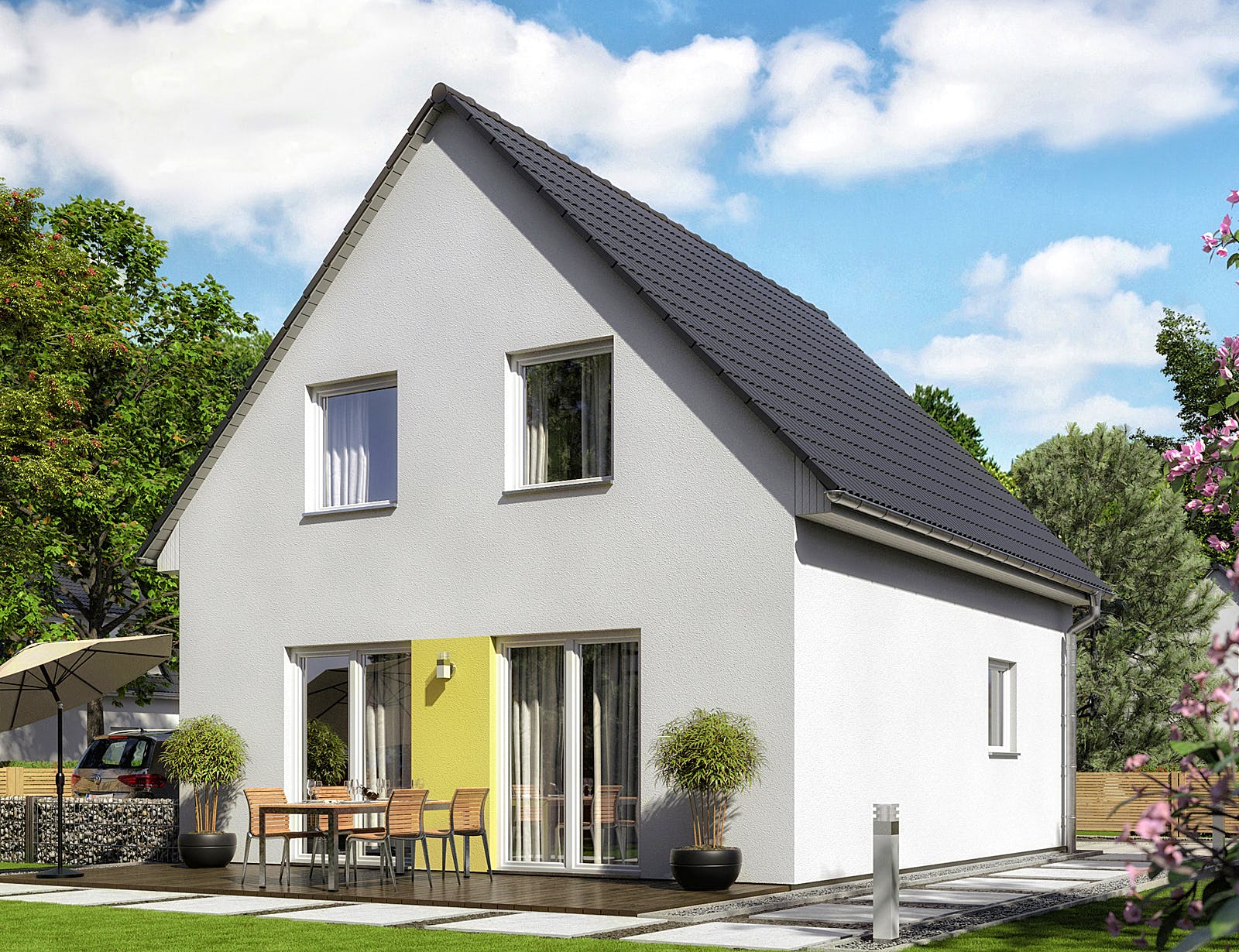 Massivhaus Raumwunder 90 von Town & Country Haus Deutschland Schlüsselfertig ab 188950€, Satteldach-Klassiker Außenansicht 2