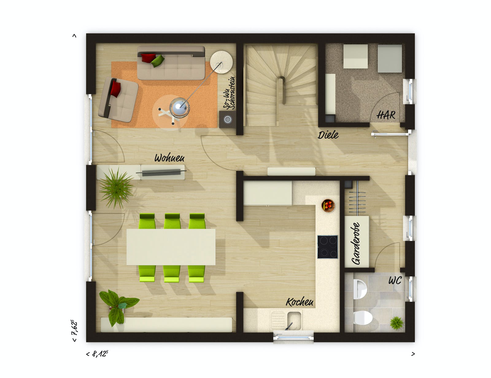 Massivhaus Raumwunder 90 von Town & Country Haus Deutschland Schlüsselfertig ab 188950€, Satteldach-Klassiker Grundriss 1
