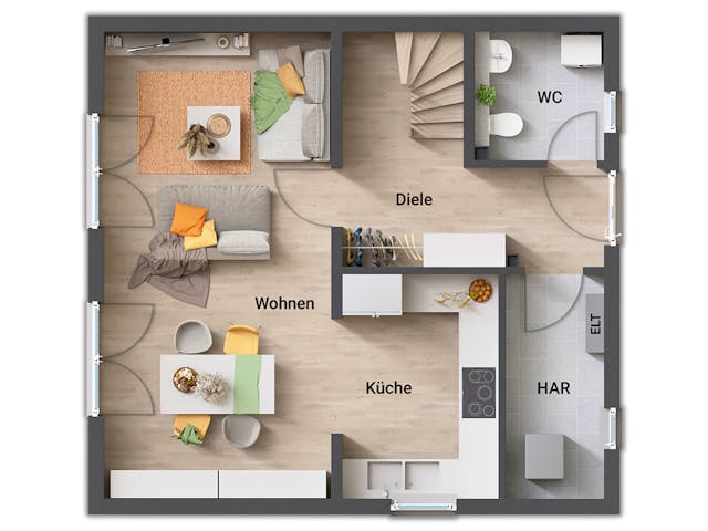 Massivhaus Raumwunder 90 von Town & Country Haus Deutschland Schlüsselfertig ab 198150€, Satteldach-Klassiker Grundriss 1