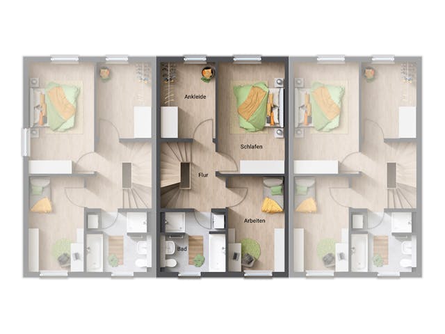 Massivhaus Reihenhaus Mainz 128 von Town & Country Haus Deutschland Schlüsselfertig ab 232600€, Grundriss 2