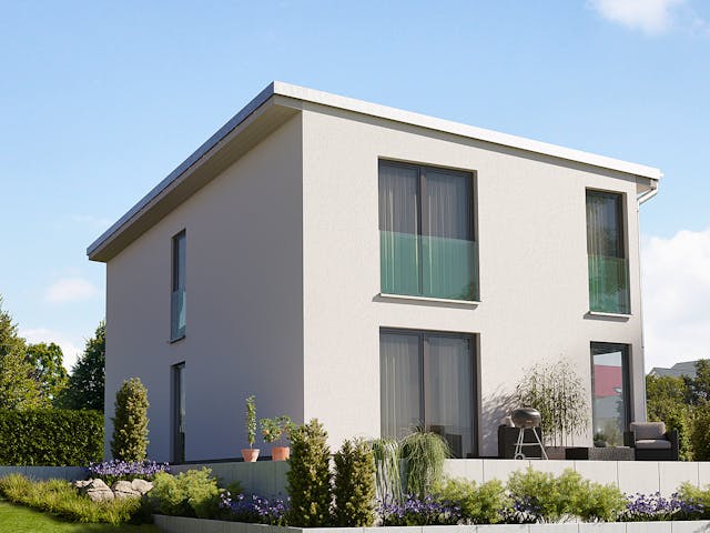 Massivhaus Stadthaus Aura 136 von Town & Country Haus Deutschland Schlüsselfertig ab 272500€, Pultdachhaus Außenansicht 1