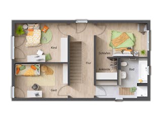 Massivhaus Stadthaus Aura 136 von Town & Country Haus Deutschland Schlüsselfertig ab 267150€, Pultdachhaus Grundriss 2
