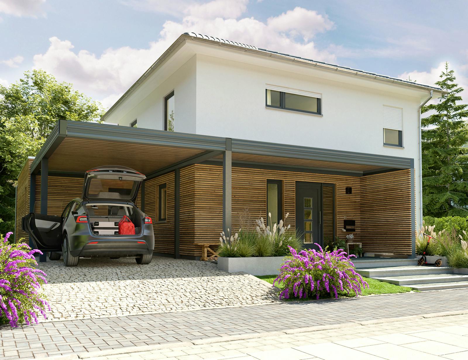 Massivhaus Stadthaus Flair 124 ZD von Town & Country Haus Deutschland Schlüsselfertig ab 230450€, Stadtvilla Außenansicht 2