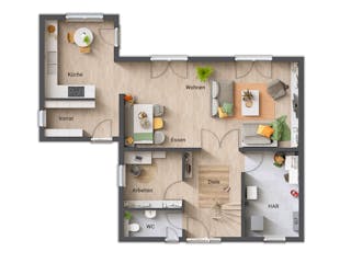 Massivhaus Stadthaus Flair 124 ZD von Town & Country Haus Deutschland Schlüsselfertig ab 236950€, Stadtvilla Grundriss 1