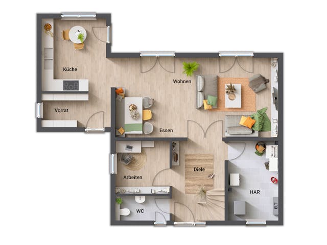 Massivhaus Stadthaus Flair 124 ZD von Town & Country Haus Deutschland Schlüsselfertig ab 230450€, Stadtvilla Grundriss 1