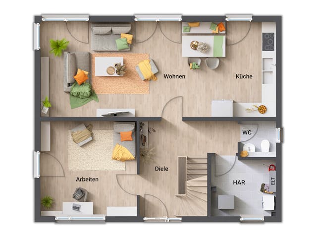 Massivhaus Stadthaus Flair 152 RE von Town & Country Haus Deutschland Schlüsselfertig ab 264750€, Stadtvilla Grundriss 1