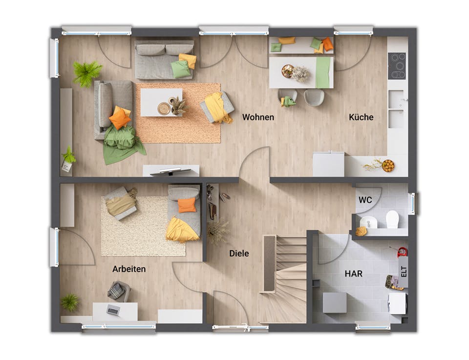 Massivhaus Stadthaus Flair 152 RE von Town & Country Haus Deutschland Schlüsselfertig ab 257500€, Stadtvilla Grundriss 1