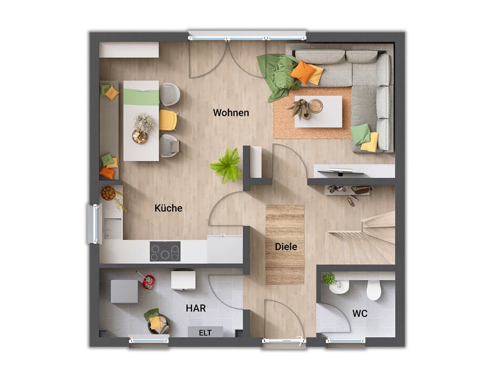 Massivhaus Stadthaus 100 von Town & Country Haus Deutschland Schlüsselfertig ab 212250€, Stadtvilla Grundriss 1