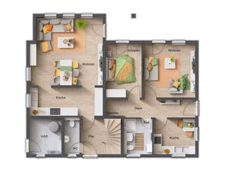 Massivhaus Domizil 192 von Town & Country Haus Deutschland Schlüsselfertig ab 349450€, Satteldach-Klassiker Grundriss 1