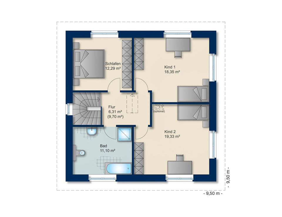 Massivhaus Stadtvilla 145 von Team Massivhaus Schlüsselfertig ab 229900€, Stadtvilla Grundriss 2