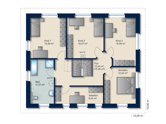 Massivhaus Stadtvilla 195 von Team Massivhaus Schlüsselfertig ab 272900€, Stadtvilla Grundriss 2