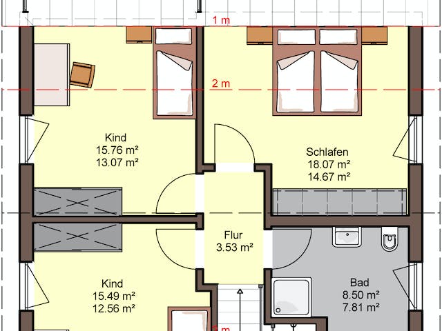 Fertighaus Top von Büdenbender Hausbau, Satteldach-Klassiker Grundriss 2