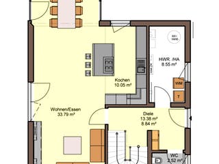 Fertighaus Top von Büdenbender Hausbau, Satteldach-Klassiker Grundriss 1