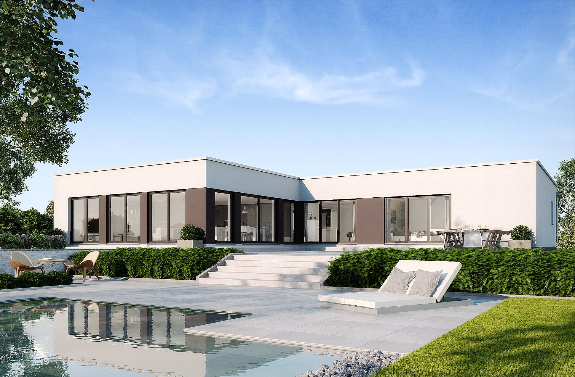 Fertighaus Toulouse von GUSSEK HAUS Schlüsselfertig ab 413000€, Bungalow Außenansicht 1