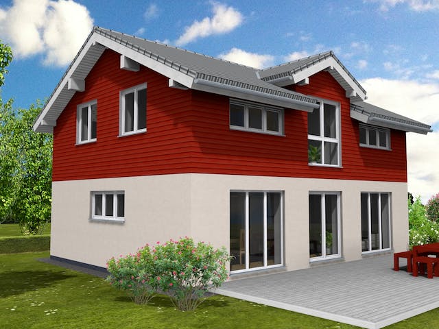 Fertighaus Trendline 142 von Suckfüll Energiesparhaus Schlüsselfertig ab 351860€, Satteldach-Klassiker Außenansicht 1