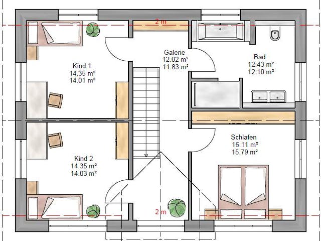 Fertighaus Trendline 142 von Suckfüll Energiesparhaus Schlüsselfertig ab 351860€, Satteldach-Klassiker Grundriss 2