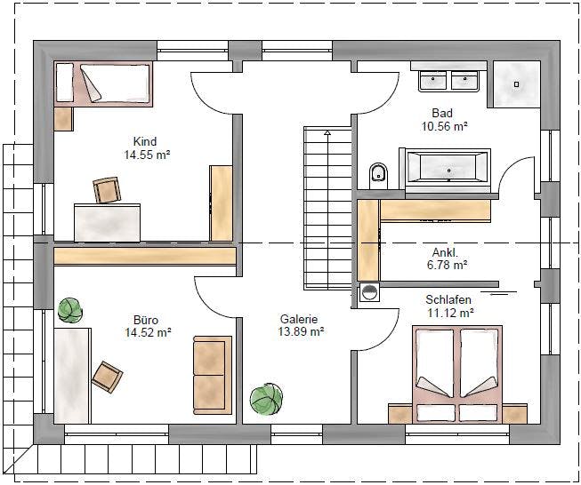 Fertighaus Trendline 154 von Suckfüll Energiesparhaus Schlüsselfertig ab 383050€, Satteldach-Klassiker Grundriss 2