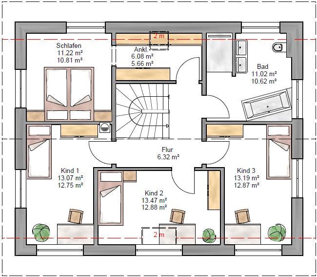 Fertighaus Trendline 155 von Suckfüll Energiesparhaus Schlüsselfertig ab 375650€, Satteldach-Klassiker Grundriss 2