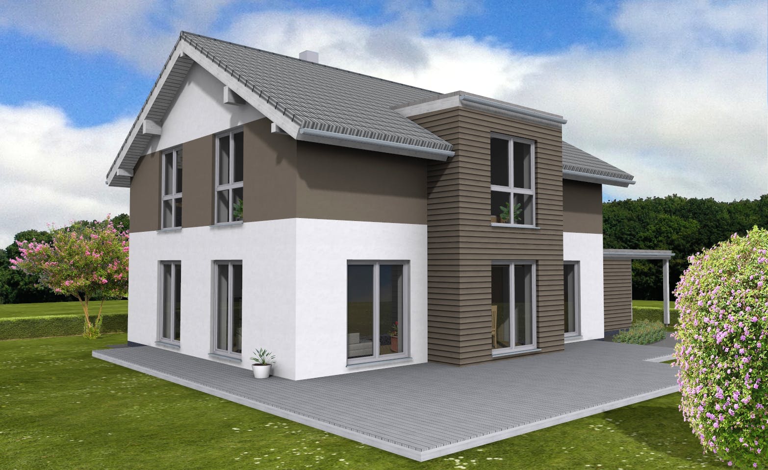 Fertighaus Trendline 165 - inkl. Technikanbau von Suckfüll Energiesparhaus Schlüsselfertig ab 414800€, Außenansicht 1