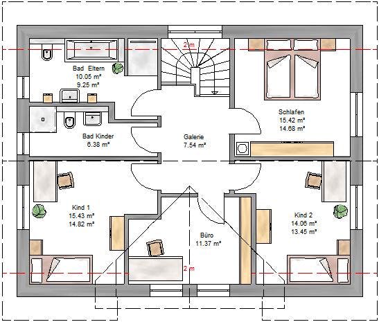 Fertighaus Trendline 166 von Suckfüll Energiesparhaus Schlüsselfertig ab 407550€, Satteldach-Klassiker Grundriss 2