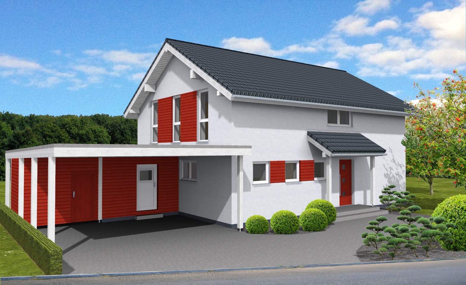 Fertighaus Trendline 176 - inkl. Technikanbau von Suckfüll Energiesparhaus Schlüsselfertig ab 439350€, Außenansicht 1