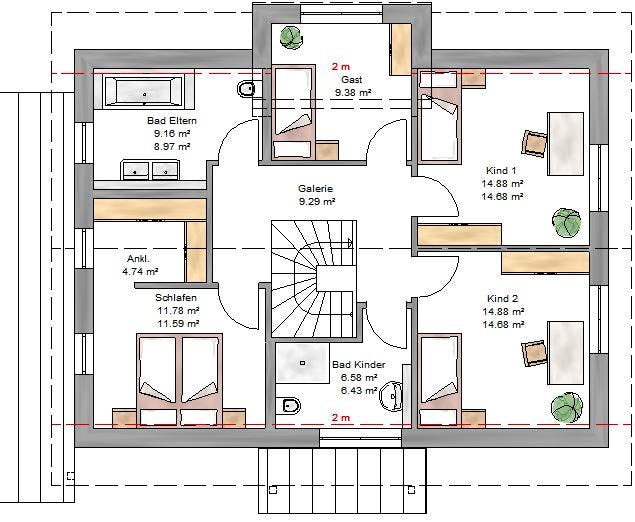 Fertighaus Trendline 176 - inkl. Technikanbau von Suckfüll Energiesparhaus Schlüsselfertig ab 439350€, Grundriss 2