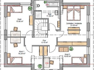 Fertighaus Trendline 180 von Suckfüll Energiesparhaus Schlüsselfertig ab 497981€, Satteldach-Klassiker Grundriss 2