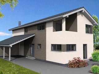 Fertighaus Trendline 183 von Suckfüll Energiesparhaus Schlüsselfertig ab 472950€, Satteldach-Klassiker Außenansicht 1
