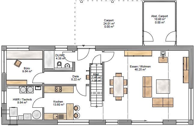 Fertighaus Trendline 183 von Suckfüll Energiesparhaus Schlüsselfertig ab 420400€, Satteldach-Klassiker Grundriss 1