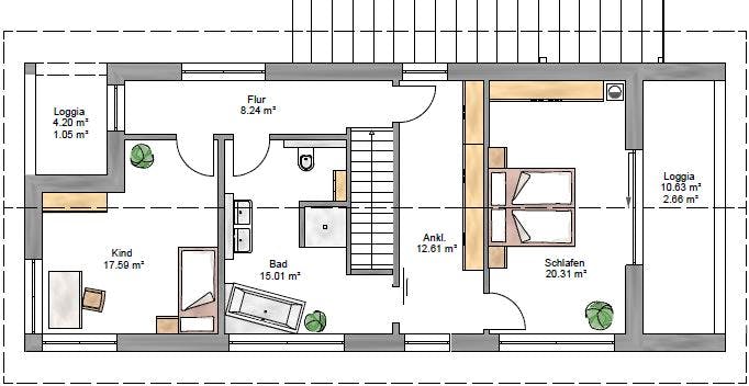 Fertighaus Trendline 183 von Suckfüll Energiesparhaus Schlüsselfertig ab 420400€, Satteldach-Klassiker Grundriss 2