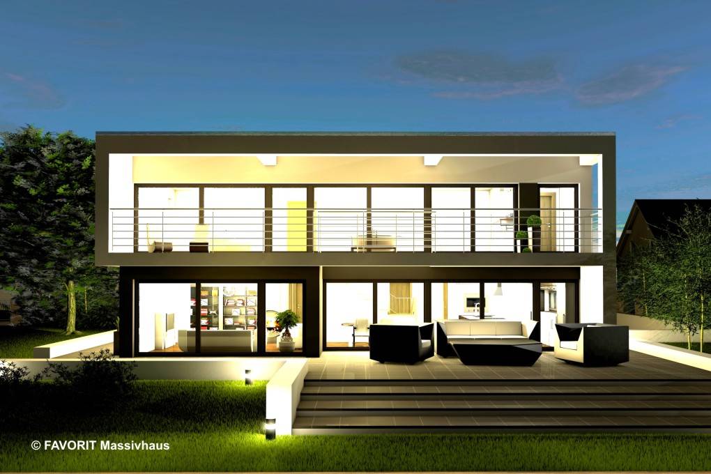 Massivhaus Twentyfive 220 von FAVORIT Massivhaus Schlüsselfertig ab 587240€, Cubushaus Außenansicht 1
