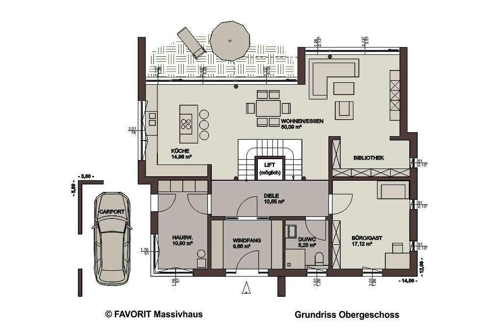 Massivhaus Twentyfive 220 von FAVORIT Massivhaus Schlüsselfertig ab 587240€, Cubushaus Grundriss 1