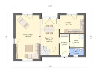 Fertighaus Dimension 90 von Ü-Haus, Satteldach-Klassiker Grundriss 1