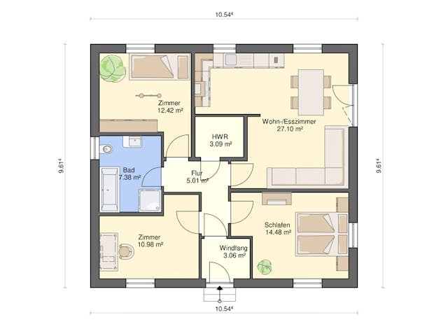 Fertighaus Largo 98 von Ü-Haus, Bungalow Grundriss 1