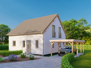 Fertighaus Nova 122 von Ü-Haus, Satteldach-Klassiker Außenansicht 2