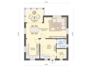 Fertighaus Nova 122 von Ü-Haus, Satteldach-Klassiker Grundriss 1