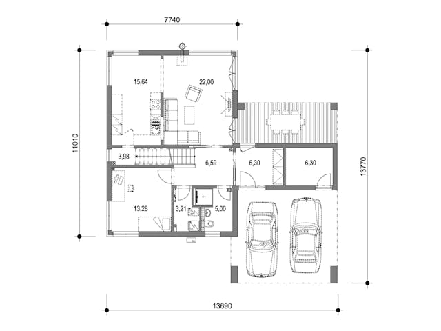 Fertighaus Severus von Ü-Haus, Cubushaus Grundriss 1