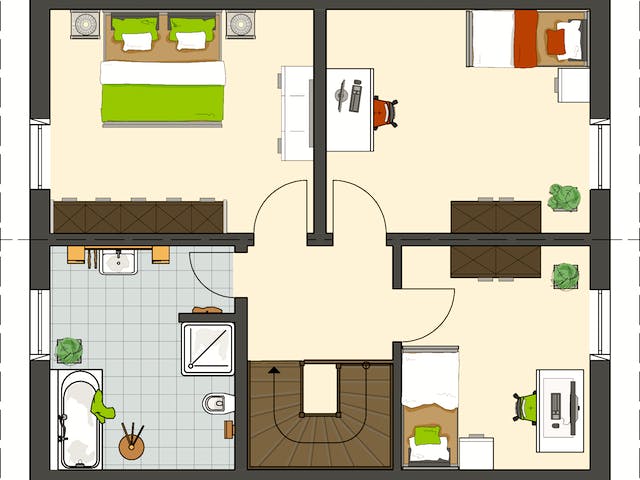 Fertighaus UNO 2.0 100 S180 von FingerHaus Schlüsselfertig ab 322029€, Satteldach-Klassiker Grundriss 2