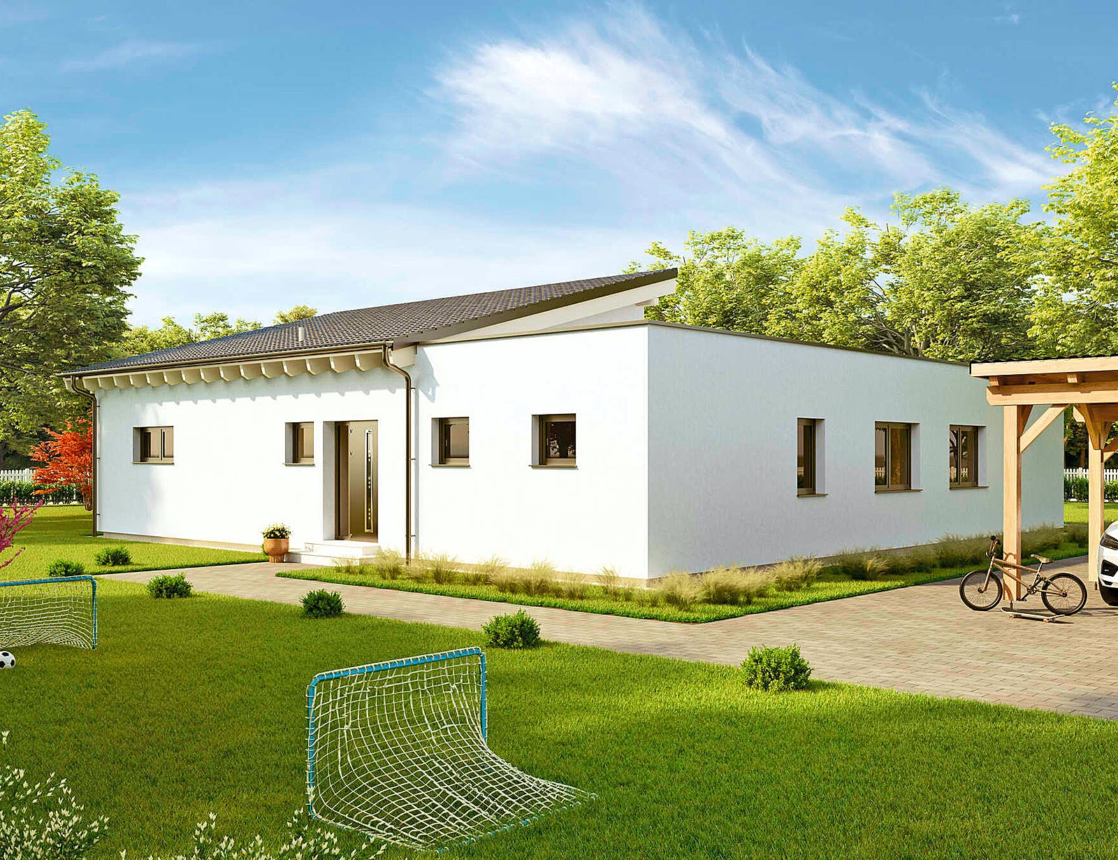 Fertighaus Bungalow Avant von Vario-Haus - Deutschland Schlüsselfertig ab 457780€, Bungalow Außenansicht 1