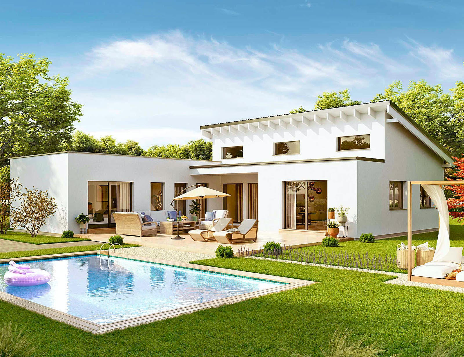 Fertighaus Bungalow Avant von Vario-Haus - Deutschland Schlüsselfertig ab 457780€, Bungalow Außenansicht 2