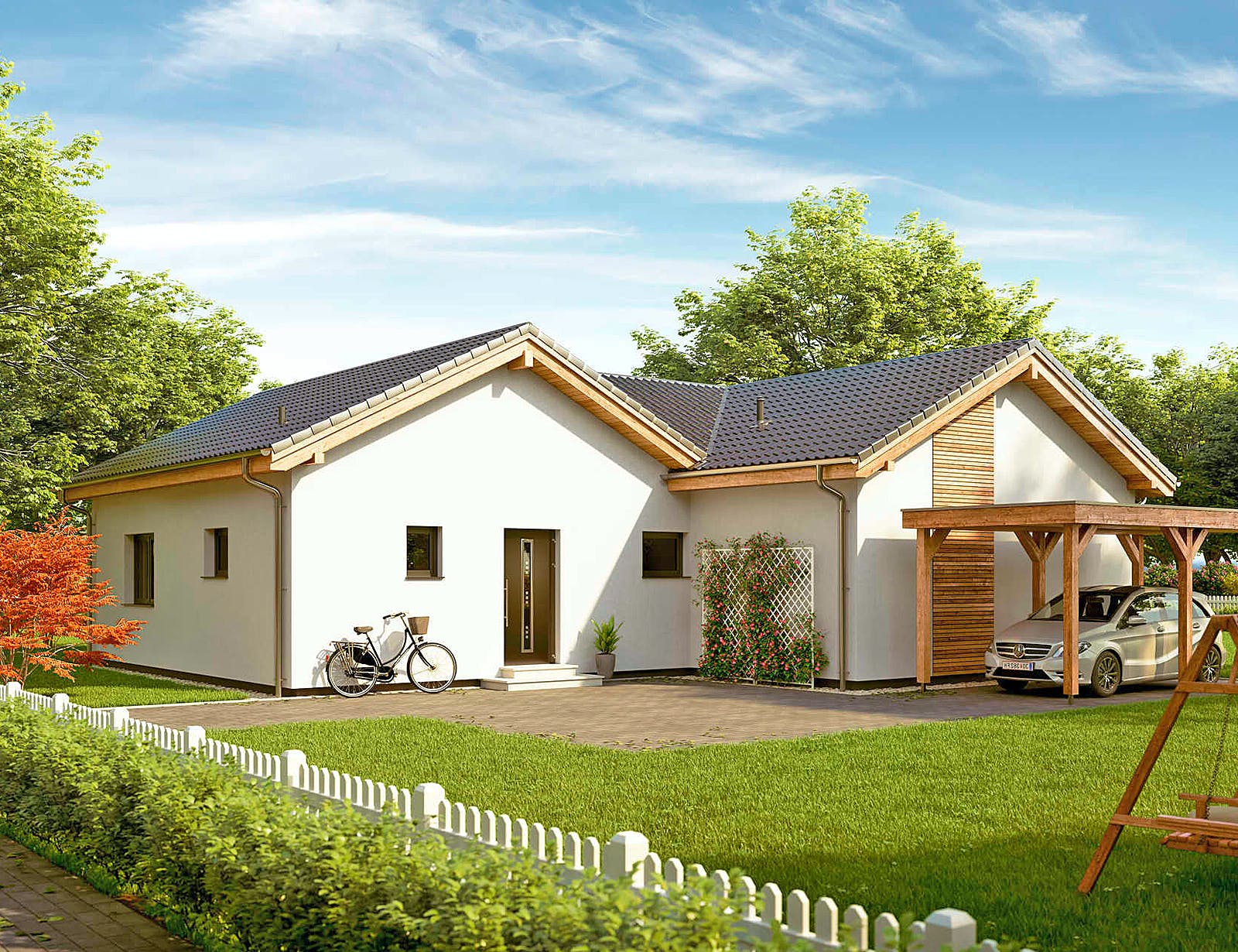 Fertighaus Bungalow Lumia von Vario-Haus - Deutschland Schlüsselfertig ab 379720€, Bungalow Außenansicht 1