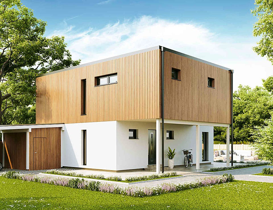 Fertighaus New Design BellaVista von Vario-Haus - Deutschland Schlüsselfertig ab 421990€, Cubushaus Außenansicht 2