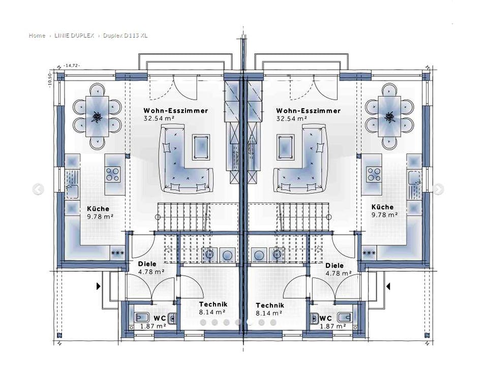 Fertighaus Duplex D113 XL von Vario-Haus - Deutschland Schlüsselfertig ab 404530€, Satteldach-Klassiker Grundriss 1