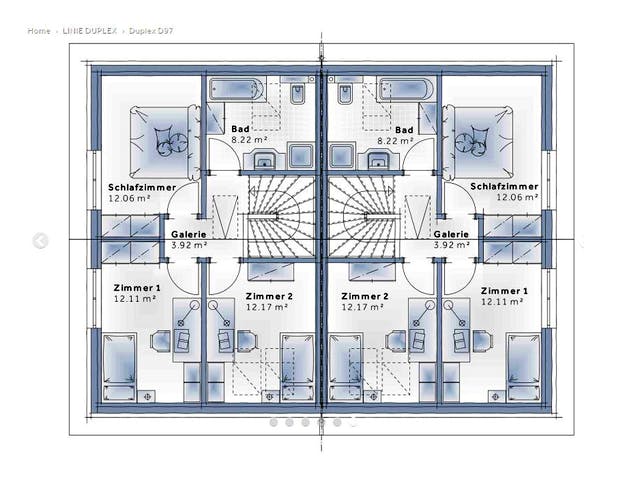 Fertighaus Duplex D97 von Vario-Haus - Österreich Schlüsselfertig ab 256970€, Satteldach-Klassiker Grundriss 2