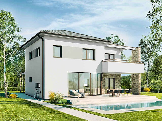 Fertighaus New Design Esprit LARGE von Vario-Haus - Deutschland Schlüsselfertig ab 477060€, Stadtvilla Außenansicht 1
