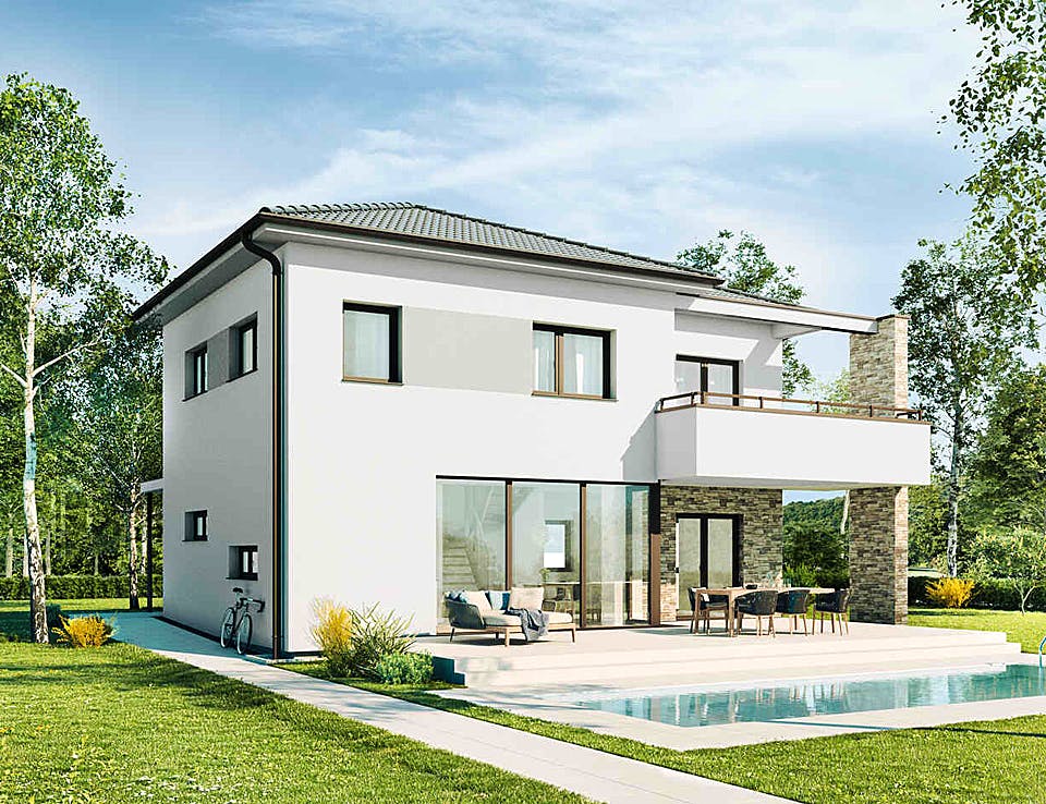 Fertighaus New Design Esprit LARGE von Vario-Haus - Deutschland Schlüsselfertig ab 459370€, Stadtvilla Außenansicht 1