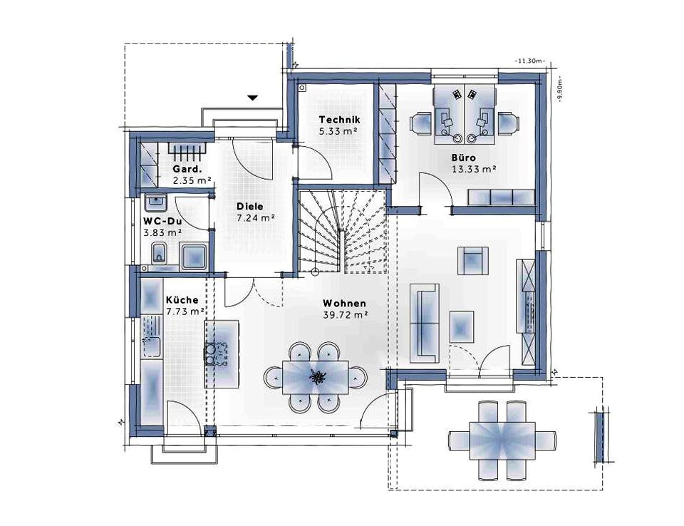 Fertighaus New Design Esprit LARGE von Vario-Haus - Deutschland Schlüsselfertig ab 459370€, Stadtvilla Grundriss 1