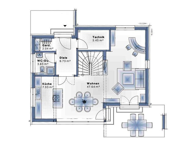 Fertighaus New Design Esprit SMALL von Vario-Haus - Deutschland Schlüsselfertig ab 381840€, Cubushaus Grundriss 1