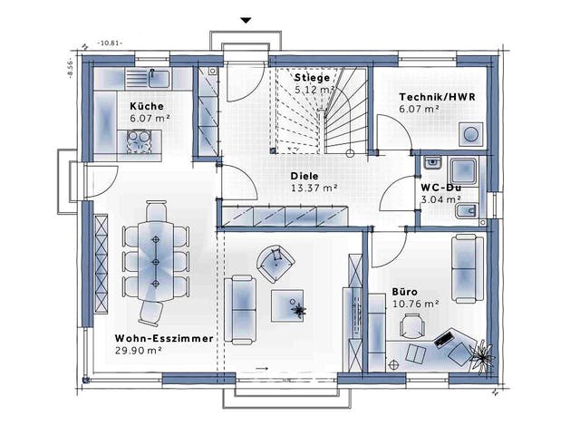 Fertighaus Family Classic von Vario-Haus - Deutschland Schlüsselfertig ab 338310€, Satteldach-Klassiker Grundriss 1